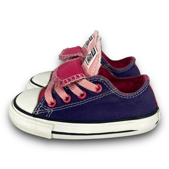 Converse Chuck Taylor Double Tongue Sneakers 732566F Purple Pink Toddler 6 - Picture 2 of 9